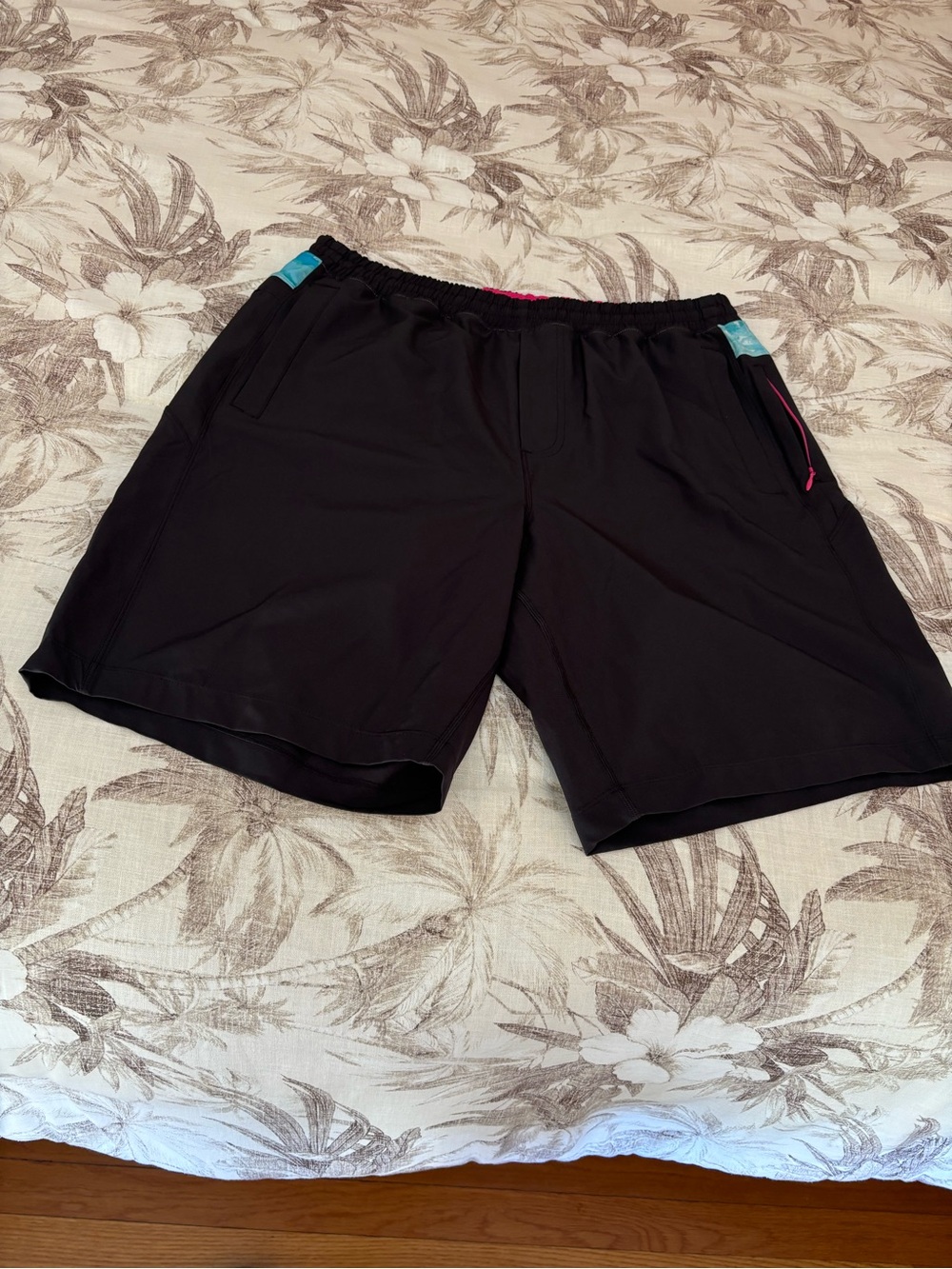 Birddogs Black Athletic Shorts with Teal & Pink Accents